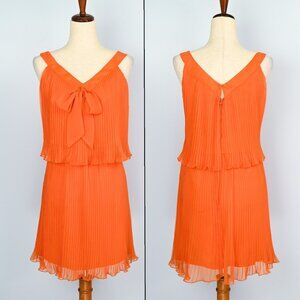RARE Vintage 60s Orange Polyester JAKS Pleated Overlay Dress